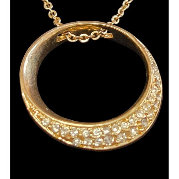 Robert Lee Morris RLM Soho Goldtone Ring Pendant with Crystals Necklace - Picture 4 of 6